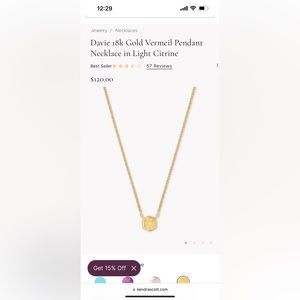 Davie 18k Gold Vermeil Pendant Necklace in Light Citrine